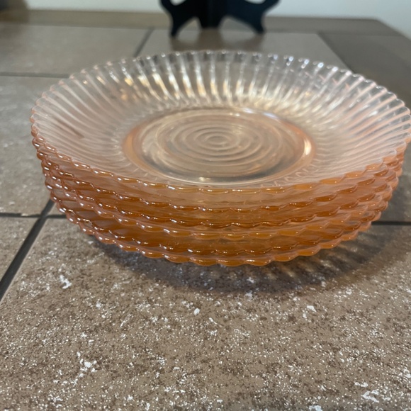 Macbeth Evan Pink Petalware Depression Glass Saucers - Picture 3 of 3